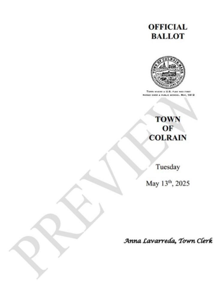 2025 Annual Town Election Ballot Preview